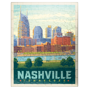 puzzleplate Nashville Skyline: Summer On The Riverfront, Vintage Poster 100 Jigsaw Puzzle