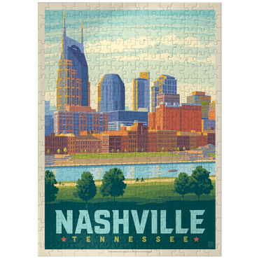 puzzleplate Nashville Skyline: Summer On The Riverfront, Vintage Poster 300 Jigsaw Puzzle