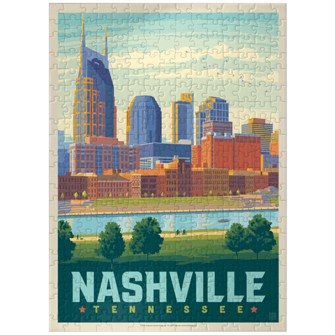 puzzleplate Nashville Skyline: Summer On The Riverfront, Vintage Poster 300 Jigsaw Puzzle