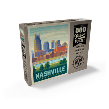 Nashville Skyline: Summer On The Riverfront, Vintage Poster 500 Jigsaw Puzzle box view2