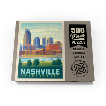 Nashville Skyline: Summer On The Riverfront, Vintage Poster 500 Jigsaw Puzzle box view3