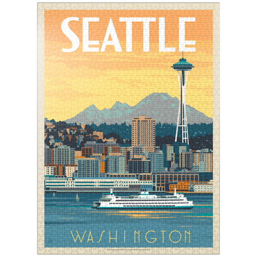 puzzleplate Seattle, WA: Ferry, Vintage Poster 1000 Jigsaw Puzzle