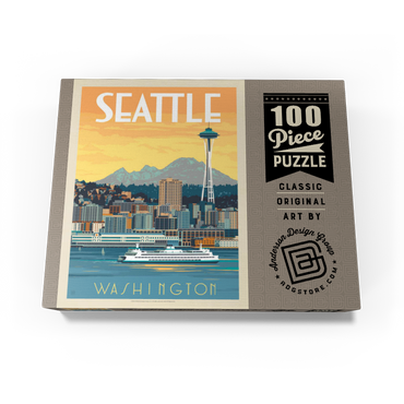 Seattle, WA: Ferry, Vintage Poster 100 Jigsaw Puzzle box view3