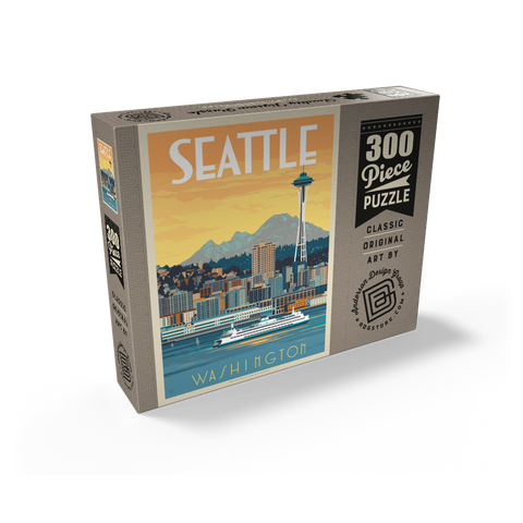 Seattle, WA: Ferry, Vintage Poster 300 Jigsaw Puzzle box view2