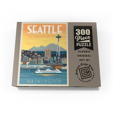 Seattle, WA: Ferry, Vintage Poster 300 Jigsaw Puzzle box view3