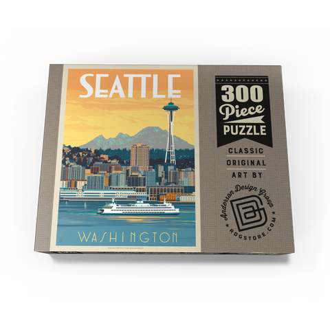 Seattle, WA: Ferry, Vintage Poster 300 Jigsaw Puzzle box view3
