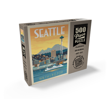 Seattle, WA: Ferry, Vintage Poster 500 Jigsaw Puzzle box view2