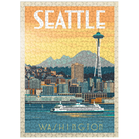 puzzleplate Seattle, WA: Ferry, Vintage Poster 500 Jigsaw Puzzle