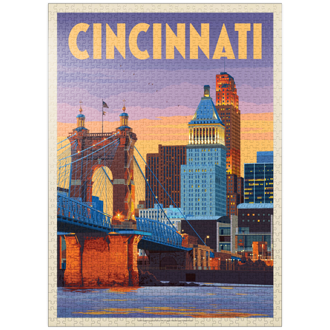 puzzleplate Cincinnati, OH: Riverfront, Vintage Poster 1000 Jigsaw Puzzle
