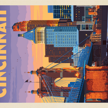 Cincinnati, OH: Riverfront, Vintage Poster 1000 Jigsaw Puzzle 3D Modell