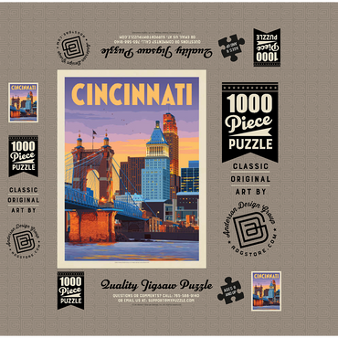 Cincinnati, OH: Riverfront, Vintage Poster 1000 Jigsaw Puzzle box 3D Modell