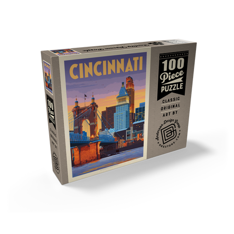 Cincinnati, OH: Riverfront, Vintage Poster 100 Jigsaw Puzzle box view2