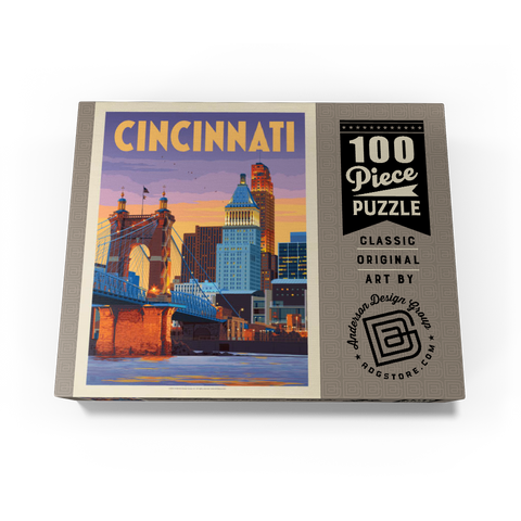 Cincinnati, OH: Riverfront, Vintage Poster 100 Jigsaw Puzzle box view3
