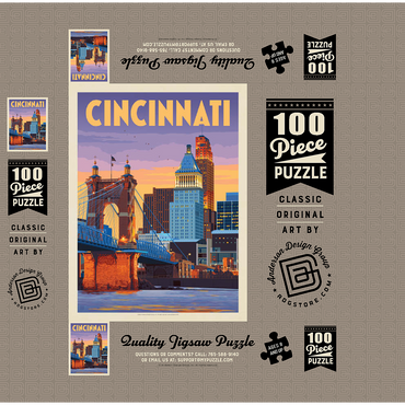 Cincinnati, OH: Riverfront, Vintage Poster 100 Jigsaw Puzzle box 3D Modell