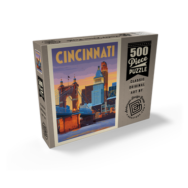 Cincinnati, OH: Riverfront, Vintage Poster 500 Jigsaw Puzzle box view2