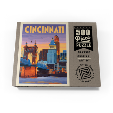 Cincinnati, OH: Riverfront, Vintage Poster 500 Jigsaw Puzzle box view3