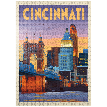 puzzleplate Cincinnati, OH: Riverfront, Vintage Poster 500 Jigsaw Puzzle