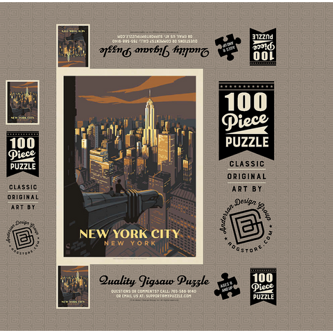 New York City: Eagle's View, Vintage Poster 100 Jigsaw Puzzle box 3D Modell