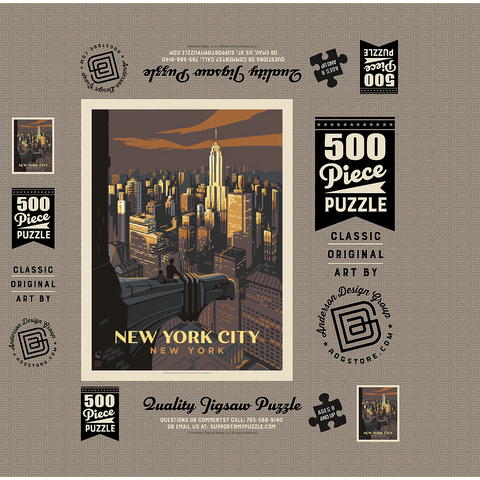 New York City: Eagle's View, Vintage Poster 500 Jigsaw Puzzle box 3D Modell