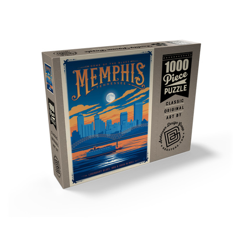 Memphis, TN: Home of Blues, Rock n' Roll, and Soul, Vintage Poster 1000 Jigsaw Puzzle box view2