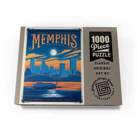 Memphis, TN: Home of Blues, Rock n' Roll, and Soul, Vintage Poster 1000 Jigsaw Puzzle box view3