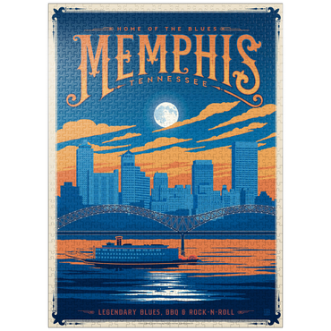 puzzleplate Memphis, TN: Home of Blues, Rock n' Roll, and Soul, Vintage Poster 1000 Jigsaw Puzzle