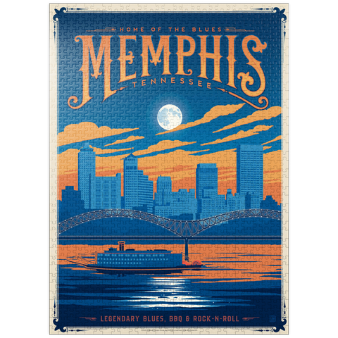 puzzleplate Memphis, TN: Home of Blues, Rock n' Roll, and Soul, Vintage Poster 1000 Jigsaw Puzzle