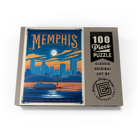 Memphis, TN: Home of Blues, Rock n' Roll, and Soul, Vintage Poster 100 Jigsaw Puzzle box view3