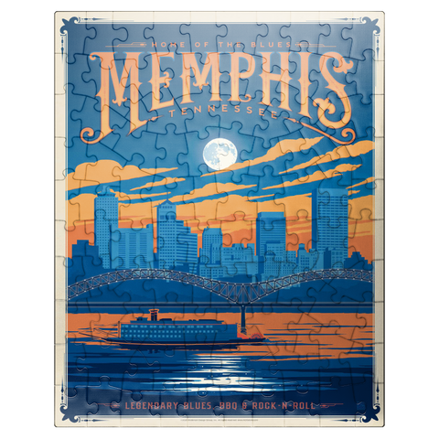 puzzleplate Memphis, TN: Home of Blues, Rock n' Roll, and Soul, Vintage Poster 100 Jigsaw Puzzle