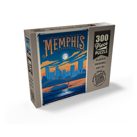 Memphis, TN: Home of Blues, Rock n' Roll, and Soul, Vintage Poster 300 Jigsaw Puzzle box view2