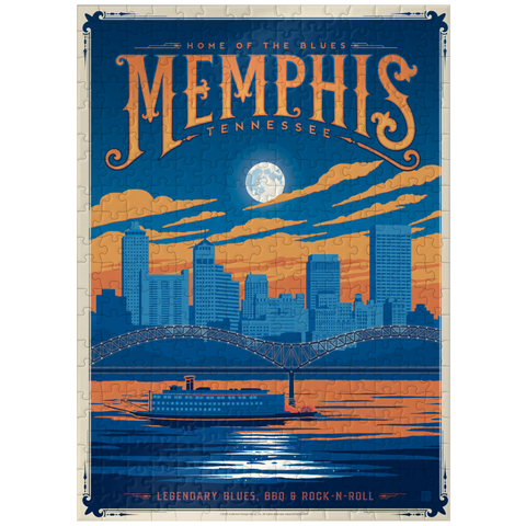 puzzleplate Memphis, TN: Home of Blues, Rock n' Roll, and Soul, Vintage Poster 300 Jigsaw Puzzle