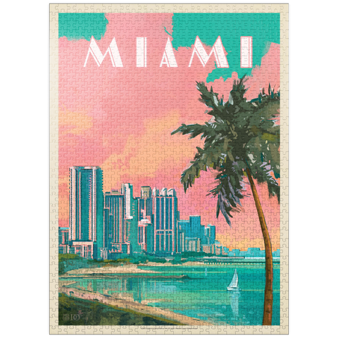 puzzleplate Miami, FL: South Beach, Vintage Poster 1000 Jigsaw Puzzle