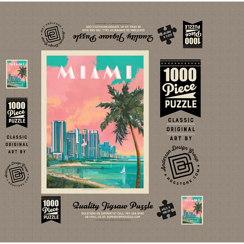 Miami, FL: South Beach, Vintage Poster 1000 Jigsaw Puzzle box 3D Modell