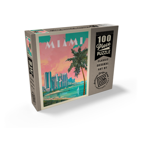 Miami, FL: South Beach, Vintage Poster 100 Jigsaw Puzzle box view2
