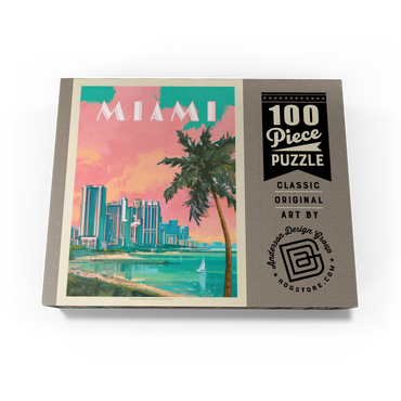Miami, FL: South Beach, Vintage Poster 100 Jigsaw Puzzle box view3