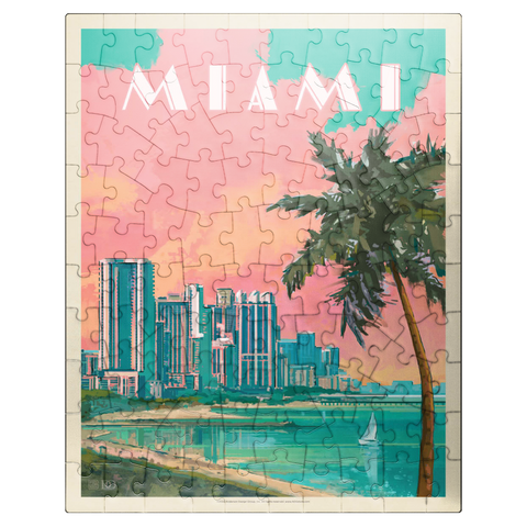 puzzleplate Miami, FL: South Beach, Vintage Poster 100 Jigsaw Puzzle