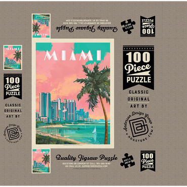 Miami, FL: South Beach, Vintage Poster 100 Jigsaw Puzzle box 3D Modell