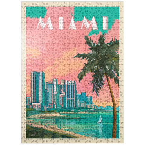 puzzleplate Miami, FL: South Beach, Vintage Poster 500 Jigsaw Puzzle