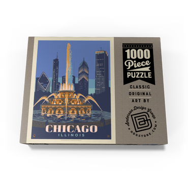 Chicago, IL: Fountain Of Light, Vintage Poster 1000 Jigsaw Puzzle box view3