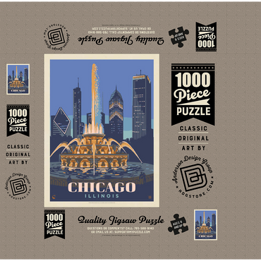 Chicago, IL: Fountain Of Light, Vintage Poster 1000 Jigsaw Puzzle box 3D Modell
