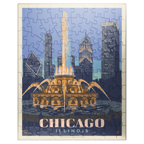 puzzleplate Chicago, IL: Fountain Of Light, Vintage Poster 100 Jigsaw Puzzle