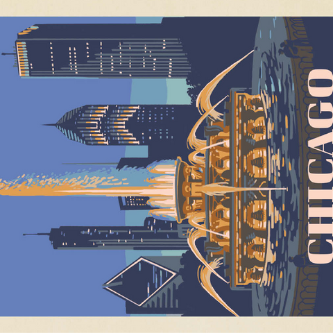 Chicago, IL: Fountain Of Light, Vintage Poster 100 Jigsaw Puzzle 3D Modell