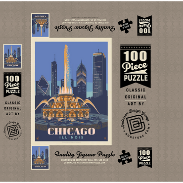Chicago, IL: Fountain Of Light, Vintage Poster 100 Jigsaw Puzzle box 3D Modell