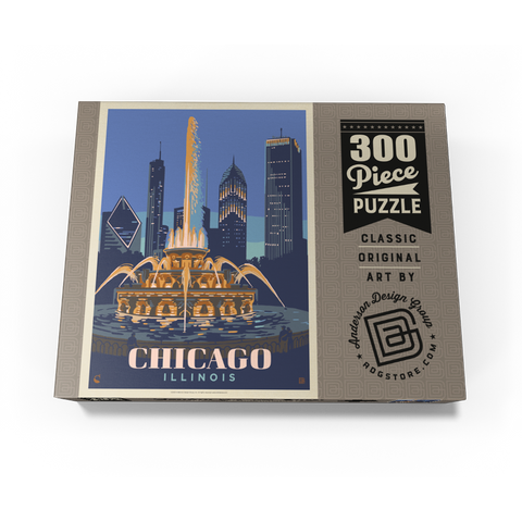 Chicago, IL: Fountain Of Light, Vintage Poster 300 Jigsaw Puzzle box view3