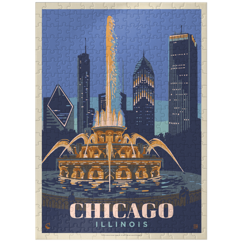 puzzleplate Chicago, IL: Fountain Of Light, Vintage Poster 300 Jigsaw Puzzle