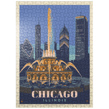 puzzleplate Chicago, IL: Fountain Of Light, Vintage Poster 500 Jigsaw Puzzle