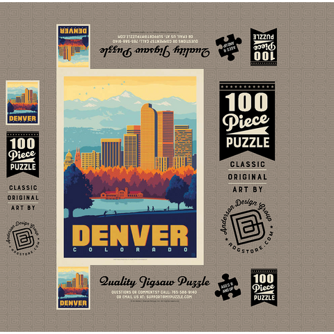 Denver, Colorado: City Park, Vintage Poster 100 Jigsaw Puzzle box 3D Modell