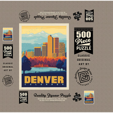 Denver, Colorado: City Park, Vintage Poster 500 Jigsaw Puzzle box 3D Modell