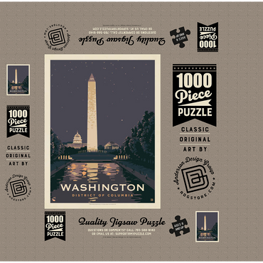 Washington DC: Reflections Of Freedom, Vintage Poster 1000 Jigsaw Puzzle box 3D Modell