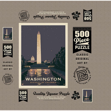Washington DC: Reflections Of Freedom, Vintage Poster 500 Jigsaw Puzzle box 3D Modell